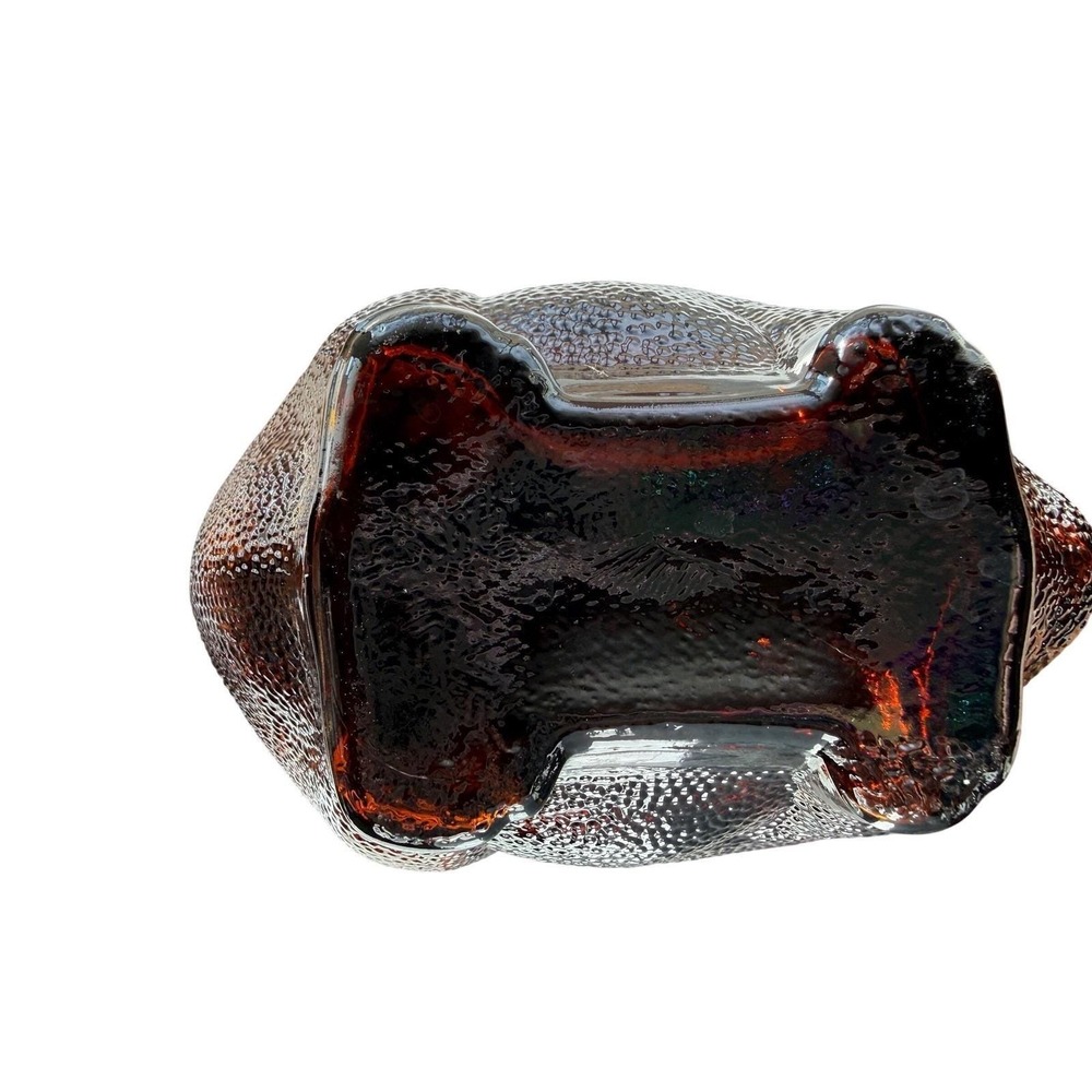 Vintage Amber Glass Piggy Bank Textured Retro 70s Pig Coin Bank Functional - Picture 5 of 6